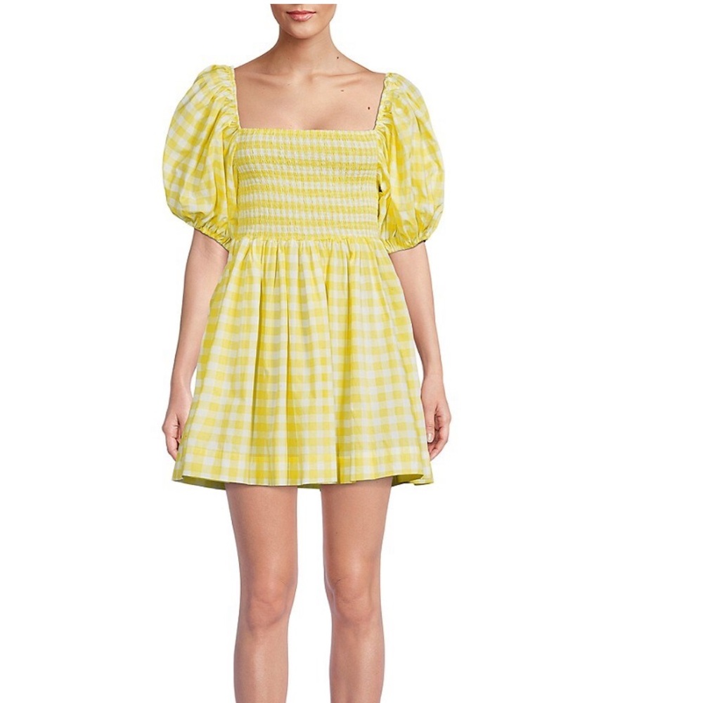 SWF Yellow Gingham Puff Sleeve dress